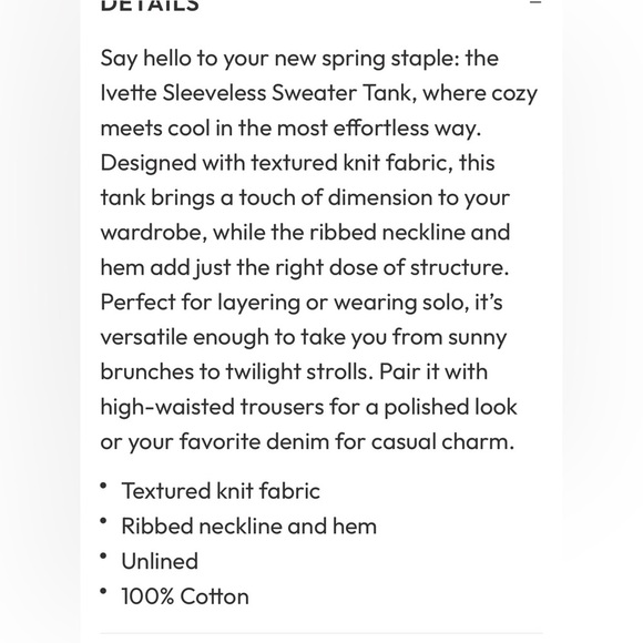 Vici - Sleeveless Sweater Top - Picture 7 of 8